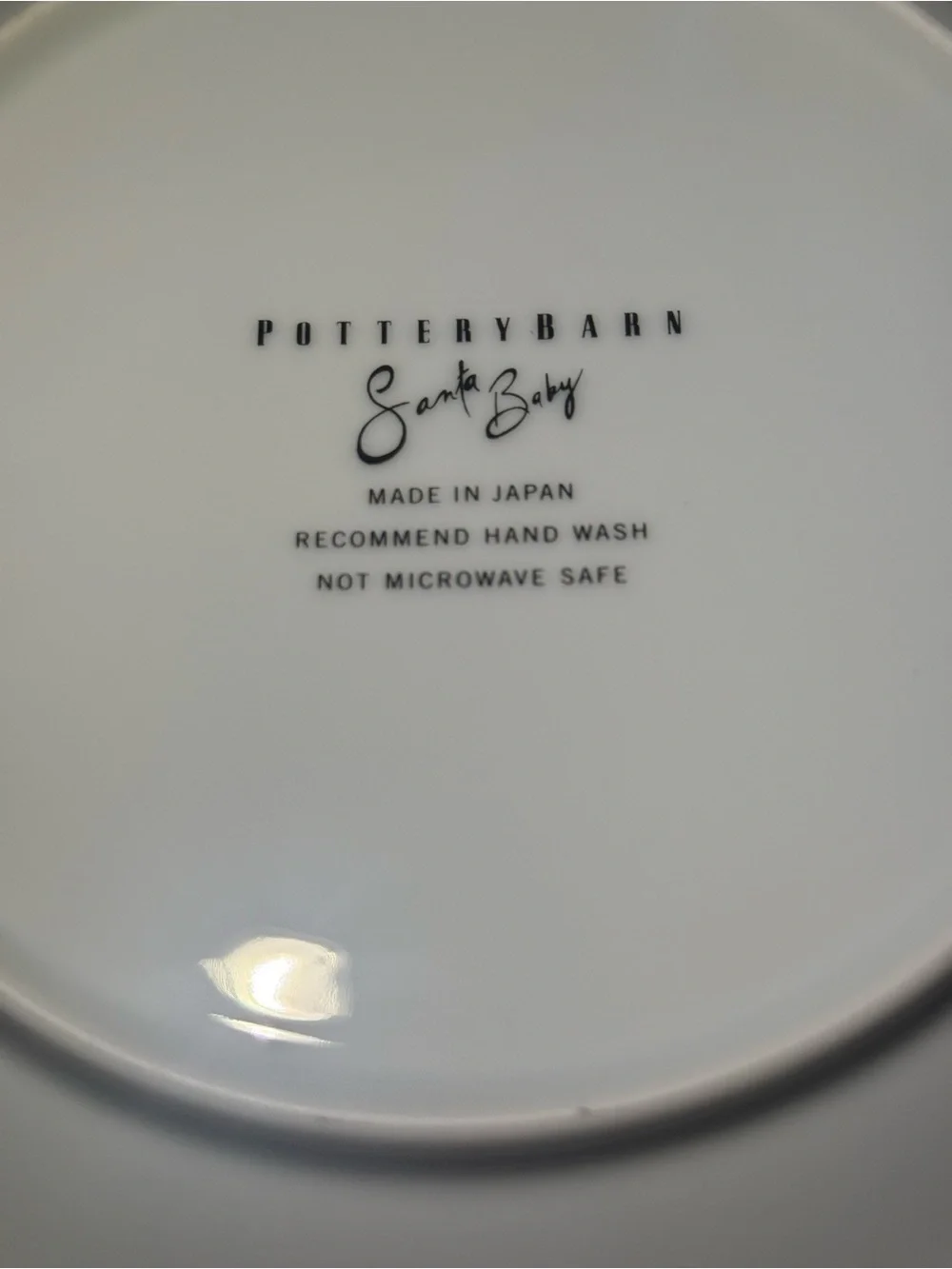 Pottery Barn Santa Baby Holiday lunch/salad Plates - White 8.5”. Made in Japan